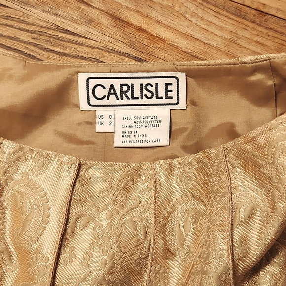 Carlisle gold damask jacquard brocade peplum blazer fit flare skirt suit - Picture 7 of 7